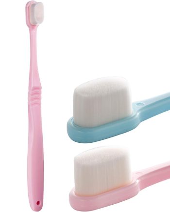 Extra Soft Toothbrush for Sensitive Gums, Manual Toothbrush with 8 Tubes of 10000 Soft Floss Bristle for Gum Care, Protect Fragile Gums Good Cleaning Effect (Blue & Pink)