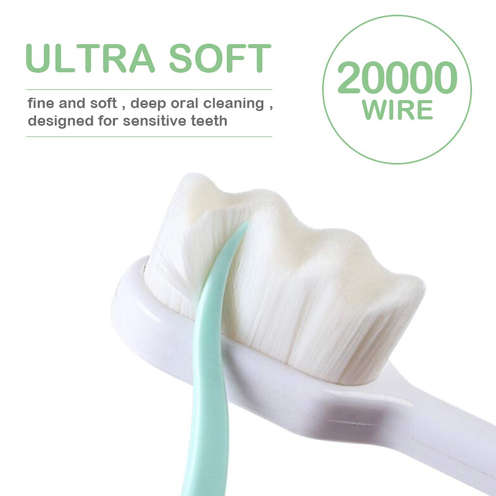 Extra Soft Toothbrush for Sensitive Gums, Micro Fur Manual Toothbrush with 20000 Soft Floss Bristle for Pregnant Women, Elderly and Gum Recessions, Protect Fragile Gums (8 Pack)