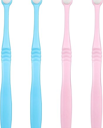 4 Pieces Extra Soft Toothbrushes Micro Nano Manual Toothbrush for Sensitive Gums with 20,000 Extra Soft Bristles for Fragile Gums Adult Kid Children (Blue, Pink)