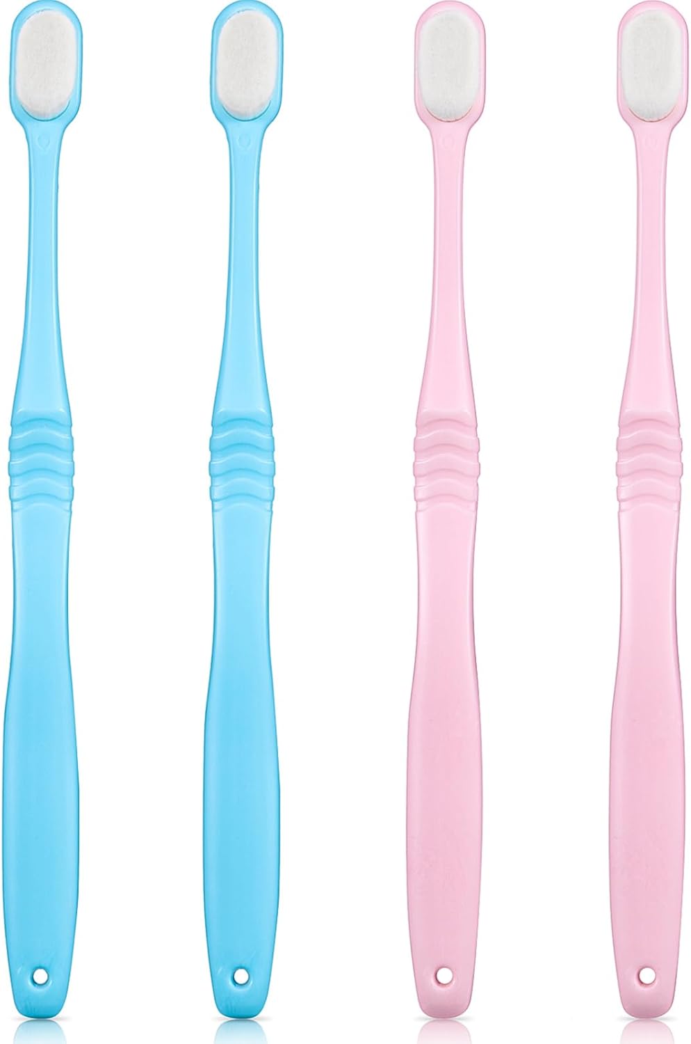 4 Pieces Extra Soft Toothbrushes Micro Nano Manual Toothbrush for Sensitive Gums with 20,000 Extra Soft Bristles for Fragile Gums Adult Kid Children (Blue, Pink)