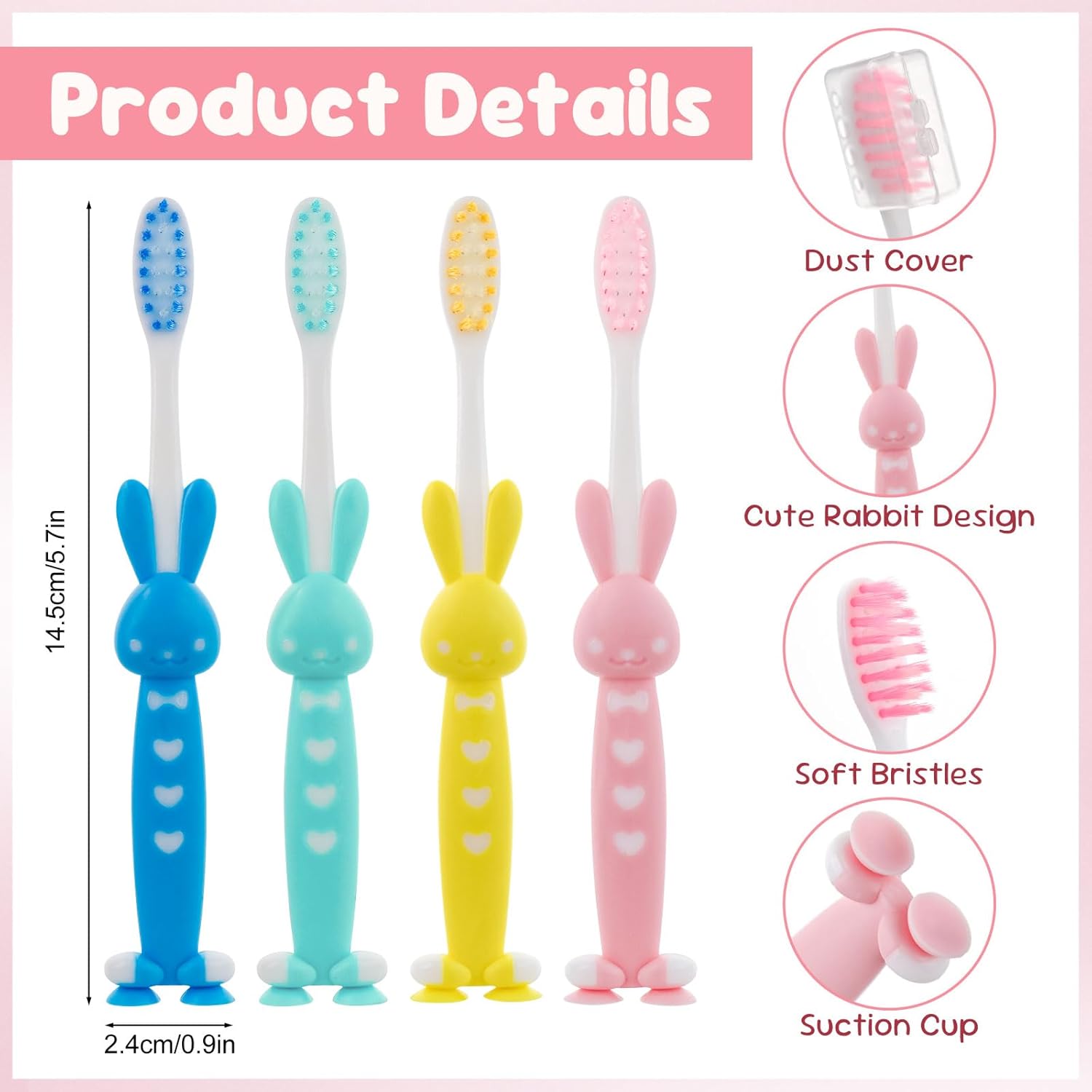 Kids for Toothbrushes In Bulk, Individually Wrapped Toothbrush Cute Manual Soft Bristles Children Disposable Toothbrush With Cover Suction Cup Toddler Toiletries Set for Home/School/Travel (40 Pack)