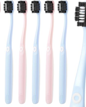 Extra Soft Bristle Toothbrush with Charcoal & Silver Ions, 10000+ Ultra Soft Bristles for Sensitive Gums, Wide Head Soft Toothbrushes for Adults, Pregnant, Elderly, Braces (6 Pack)