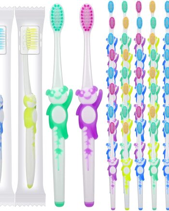 100 Pcs Toothbrush for Kids Individually Wrapped Children Soft Disposable Manual Toothbrush Bulk Panda Travel with Bristle Rubber Handle for School Daycare Oral Hygiene