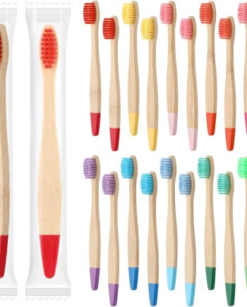 20 Pieces Kids Bamboo Soft Bristles Toothbrushes Toddler Toothbrush Manual Travel Toothbrushes for Kids Children Home School Travel Teeth Oral Dental Care, 5.7 Inch, Individually Wrapped